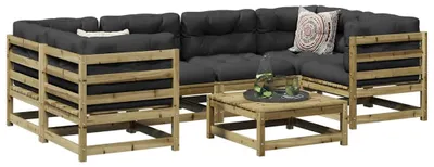 Image de ensemble de 7 canapés de jardin en pin imprégné