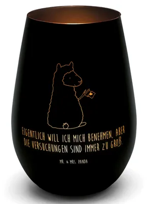 Produktbild von Mr. & Mrs. Panda Laterne Alpaka Fahne - Schwarz - Geschenk, Lama, Lamas, Windlicht Glas, Kerzenhalter, Alpakas, Terrasse, Liebe, Teelichthalter