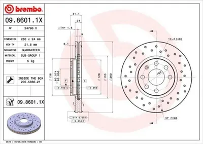 Zdjęcie produktu dla Tarcza hamulcowa BREMBO 09.8601.1X