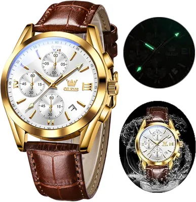 Produktbild von OLEVS Herren Chronograph Quarzuhr, Leuchtende Uhr für Männer, Elegantes Design, Modische Freizeitarmbanduhr, Hochwertiges Edelstahlgehäuse, Präzise