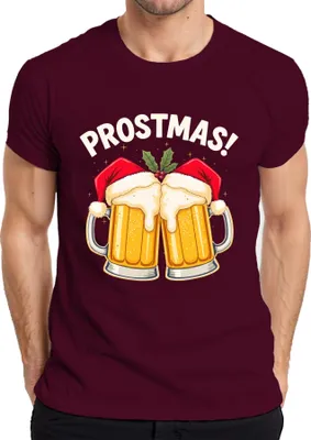 Produktbild von Prostmas Bierkrug Weihnachtsmann Bier Weihnachten lustig Geschenk Herren T-Shirt, Burgundy, XL
