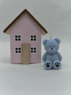 Produktbild von Kleine Bär Kerze Gastgeschenk für Taufe Baby Shower Blau