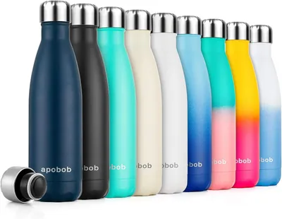 Produktbild von Edelstahl Trinkflasche 500 ml, doppelwandig, isolierte Thermosflasche, 12 Stunden warm, 24 Stunden kalt