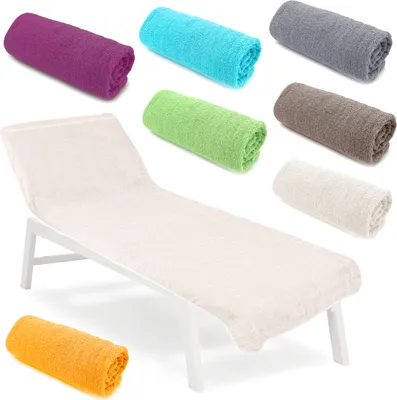 Produktbild von heimtexland ® Liegestuhlauflage Frottier Schonbezug Liege Strand Schwimmbad Sauna Hygiene Handtuch Frottee Typ772 Creme