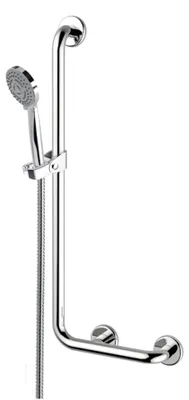 Produktbild von Duschstange-Set mit Haltegriff komplett Messing verchromt