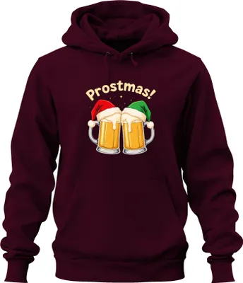 Produktbild von Prostmas Bierkrug Bier Weihnachten lustig Geschenk Party Vintage Uni Hoodie Kapuzenpullover, Burgundy, S