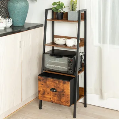 Image de Étagère échelle 4 niveaux avec tiroir amovible pour le salon