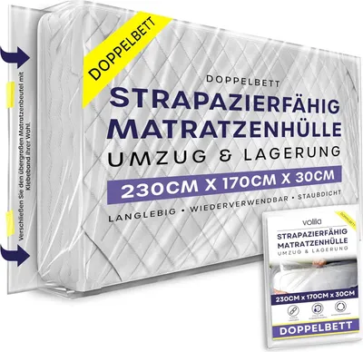 Zdjęcie produktu dla Podwójny pokrowiec ochronny na materac 140 x 200 cm - wodoodporny pokrowiec na materac Wytrzymały pokrowiec na materac do przenoszenia i przechowywania Chroni przed szkodnikami,