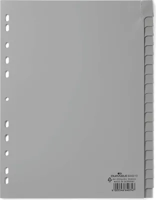 Obrázok produktu pre Durable 6443 10 záložiek - PP, prázdne, sivé, A4, 20 listov