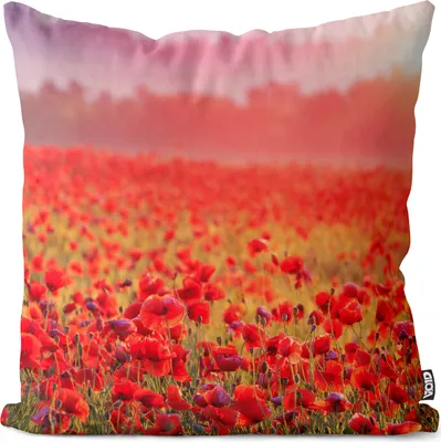 Produktbild von VOID Mohnblumen Mohnblumenfeld Kissenbezug Kissenhülle Polyester wasserfest Outdoor Indoor