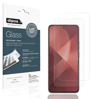 Produktbild von 2x Schutzfolie für HMD Crest 2 Pro matt - Anti-Shock 9H Folie dipos Glass Kunststoffglas