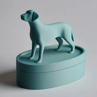 3D-gedruckte Tierurne mit Hundefigur – Decords, Produktansicht 1