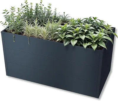 Produktbild von Hochbeet für den Garten – Stahl in Anthrazit | Witterungsbeständiges Metall-Gartenbeet, Pflanzenbeet, Blumenhochbeet | 150 x 75 x 77 cm