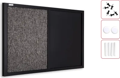 Produktbild von KOMBI-Tafel magnetische Kreidetafel und Filz 60x40 cm, schwarz lackierter Holzrahmen