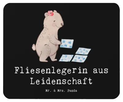 Produktbild von Mr. & Mrs. Panda Mousepad Fliesenlegerin Leidenschaft - Schwarz - Geschenk, Mauspad, pc, Beruf, Spruch, Handwerk, mausteppich, computer, Witzig, Mouse Pad