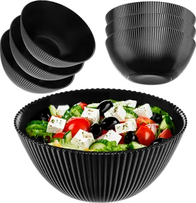 Produktbild von KADAX Salatschüssel 20 cm, 3er Set, schwarze Schüssel aus Opalglas, ideal als Müslischalen, Suppenschalen, Salatschalen, Dessertschalen oder Servierschalen...