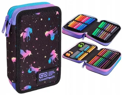 Produktbild von CoolPack Federtasche mit Zubehör Regenbogen Einhörner Zweifach