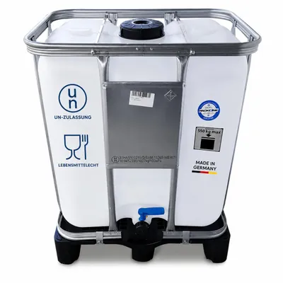Produktbild von 300 L IBC Container Gefahrguttank Gefahrgutbehälter Tank UN-Zulassung natur PE-Palette