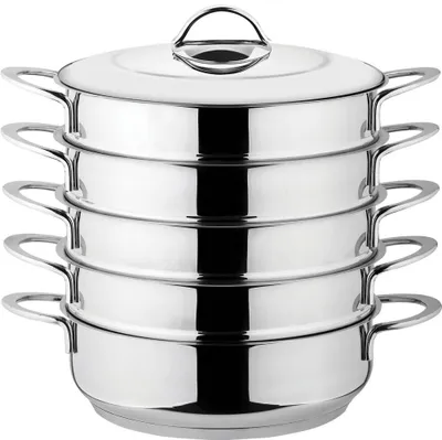 Produktbild von 32cm 7 L Dampfkocher Dampfkochtopf Mantowarka mit Deckel aus Edelstahl Manty-Kocher Мантоварка - Мантышница