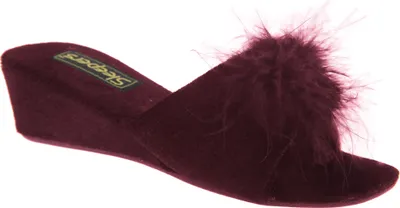 Obrázek produktu pro Sleepers Anne dámské pantofle / pantofle s drahokamem, huňatou bambulí a podpatkem DF529 (40 EUR) (Burgundy)