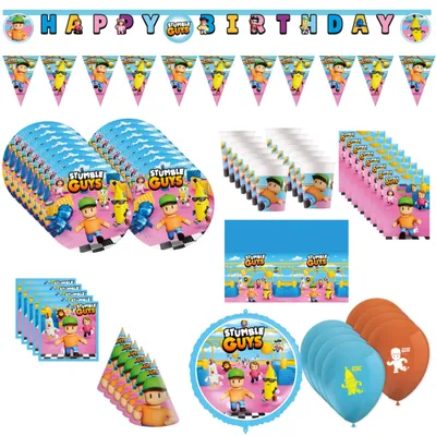 Produktbild von 78-tlg. Stumble Guys Partyset für Kindergeburtstag