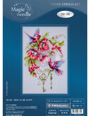 Obrázek produktu pro Sada pro vyšívání křížovým stehem Magic Needle „Keys to be Happy“, 19 x 29 cm