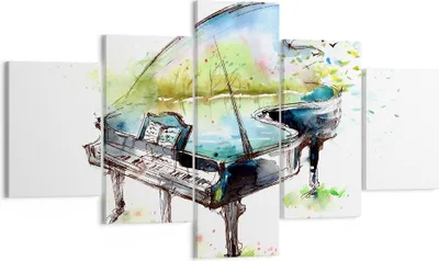 Produktbild von Bild auf Leinwand - Leinwandbild - Klavier Natur Musik Eleganz - 125x70cm - Wand Bild - Wanddeko - Leinwanddruck - Bilder - Kunstdruck - Wanddekoration - Leinwand bilder - Wandkunst - EA125x70-3034