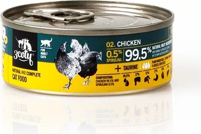 Obrázek produktu pro 3Coty CHICKEN se spirulinou pro dospělé kočky 80 g