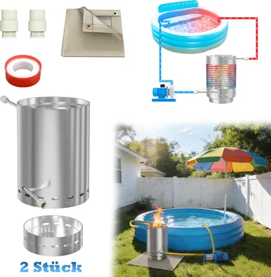 Image de LARS360 2 pièces Bois de chauffage Chauffe-piscine Chauffe-piscine avec feu Chauffe-piscine 12 L Pool Chauffé Seau en acier inoxydable Ø 36/38 mm avec bac à cendres