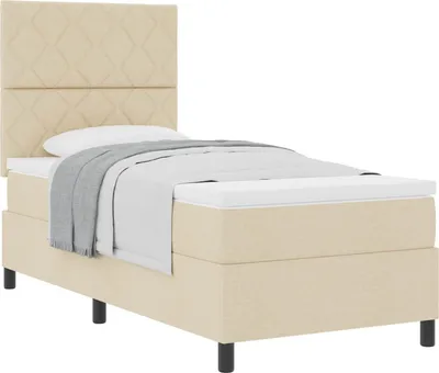 Zdjęcie produktu dla Łóżko sprężynowe z materacem Kremowy 100 x 200 cm tkanina