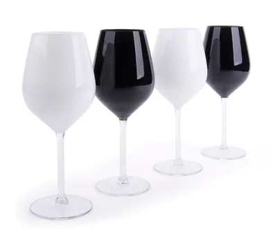 Image de Excelsa Set De 4 Verres à Vin Couleur 50 cl Blanc et Noir