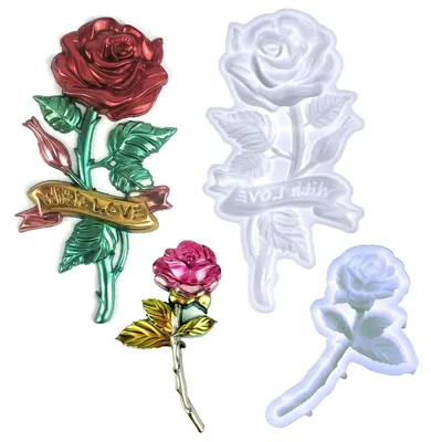 Image de Moules en silicone, 2 pièces, forme de fleur en 3D, moule pour résine époxy, décoration de gâteaux