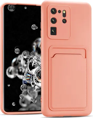 Produktbild von Handyhülle für Samsung Galaxy S20 Ultra Hülle Silikon Schutzhülle mit Kartenfach Slim Wallet Case, Rosa