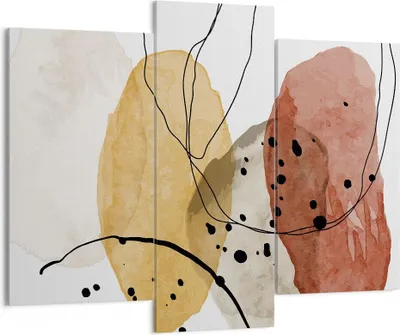 Produktbild von Bild auf Leinwand - Leinwandbild - 3 Teile - Aquarell Abstraktion Formen - 130x100cm - Wand Bild - Wanddeko - Wandbilder - Leinwanddruck - Bilder - Wanddekoration - Leinwand bilder - CB130x100-4658