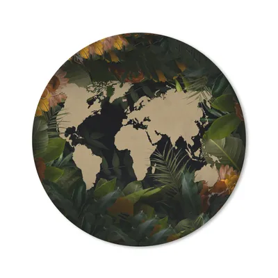 Produktbild von MuchoWow® Mauspad Mousepad Weltkarte - Einfach - Blumen 20x20 cm - Mousepads - Maus Mat - Pad - Mausunterlage - Schreibtischmatte