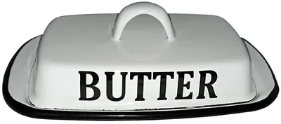 Produktbild von Butterdose aus Emaille antikweiß Stahlblech emailliert