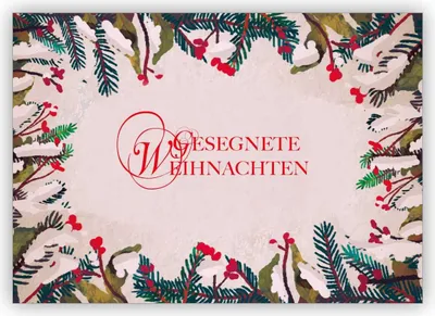 Produktbild von 4x Klassische Weihnachtskarte mit Schnee Motiv: Gesegnete Weihnachten