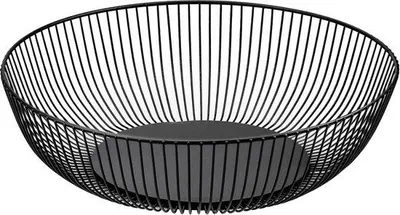 Immagine prodotto di Cesto portafrutta in metallo nero 275 x 9 cm - design a cesto portafrutta in metallo - design a cesto portafrutta aperto - vassoio portafrutta e verdura a forma di cesto portafrutta
