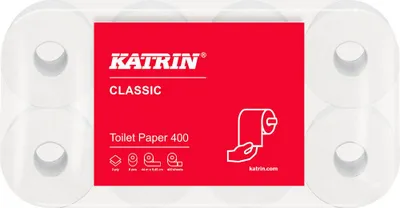 Immagine prodotto di KATRIN® 14293 Carta igienica Classic 400 - 2 veli, bianca, 6x 8 rotoli da 400 fogli ciascuno