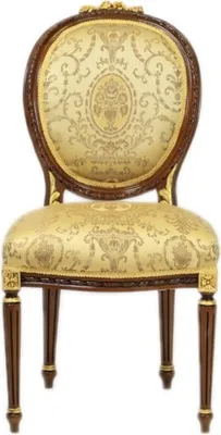Produktbild von Casa Padrino Luxus Barock Esszimmer Stuhl Ludwig XV Gold Muster / Mahagoni Braun - Möbel
