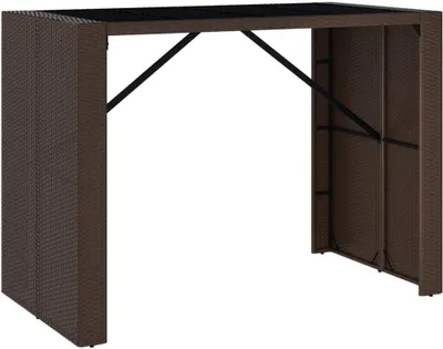 Produktbild von Bartisch für Terrasse und Garten mit Glasplatte aus wetterfestem Poly-Rattan und stabilem Stahlrahmen