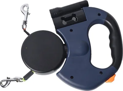 Produktbild von AVOID Doppelte Hundeleine mit 360°-Drehfunktion – 3 Meter pro Leine – Reflektierende einziehbare Leine mit Taschenlampe und Kotbeutelhalter