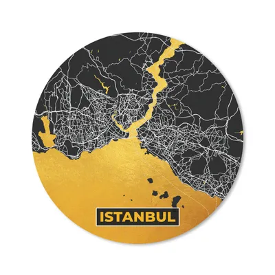 Produktbild von MuchoWow® Mauspad Mousepad Istanbul - Gold - Stadtplan - Karte 30x30 cm - Mousepads - Maus Mat - Pad - Mausunterlage - Tischunterlage - Schreibtischmatten