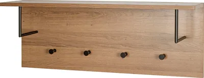 Produktbild von HAKU Wandgarderobe eiche, schwarz - MDF, Metall, B/H/T: 80x30x20 cm