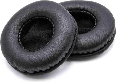 Two black ear pads for headphones are shown against a white background.