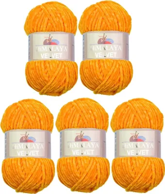 Produktbild von Strickfein Himalaya Dolphin Velvet super Bulky Chenille Garn Wolle strickgarn 5 x100gr 90068 - sonnengelb