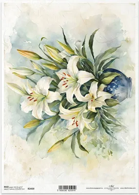 Produktbild von ITD Reispapier Decoupage Bastelpapier Serviettentechnik-R2459 Lilien in einer Vase