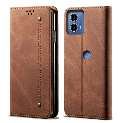 Immagine prodotto di Custodia per Motorola Edge 50 Fusion, Custodia a portafoglio in pelle con chiusura magnetica e supporto marrone