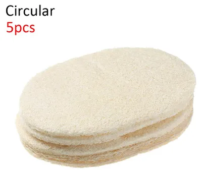 Produktbild von Natürlicher Luffa-Spülschwamm - Reinigungsschwamm - Topf- und Geschirrbürste - Doppelseitig - Fettabweisend - Umweltfreundlich - Rund, 5 Stück
