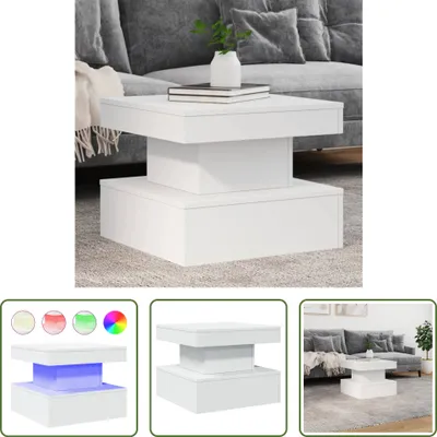 Obrázok produktu pre The Living Store Konferenčný stolík s LED svetlami biely 50x50x40 cm